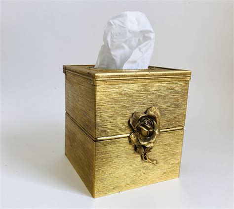 vintage heavy metal square decorator tissue box covers|Vintage Square Tissue Box Cover .